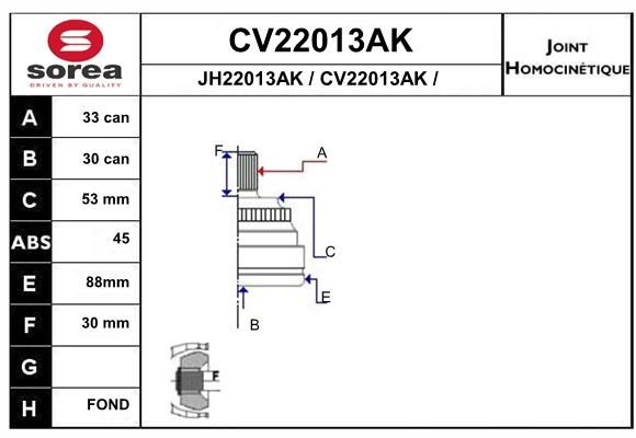 

Шрус EAI CV22013AK