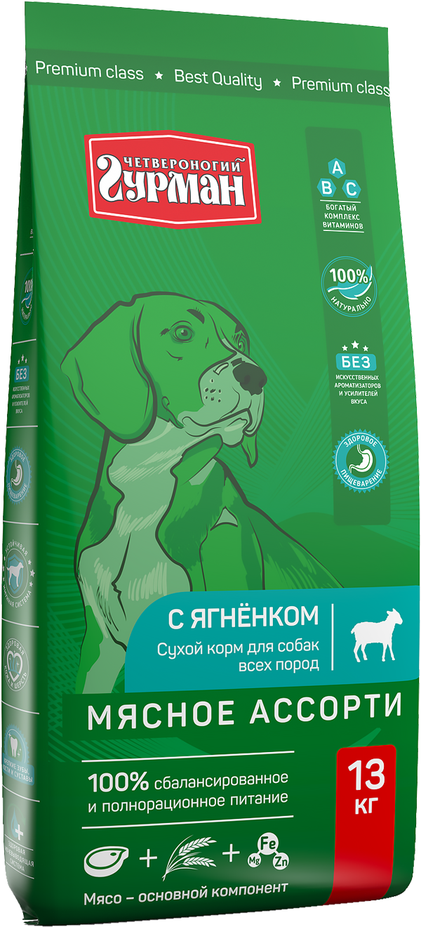 фото Сухой корм для собак четвероногий гурман мясное ассорти, говядина, 13кг