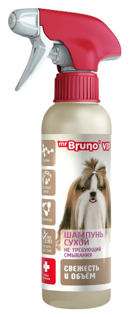 фото Сухой шампунь для собак mr.bruno vip свежесть и объем, экстракт риса, 200 мл