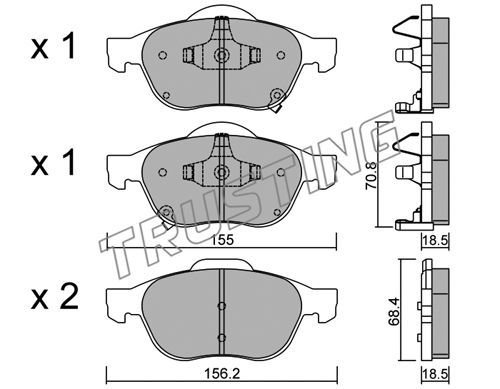 Комплект тормозных дисковых колодок TRUSTING 464.0