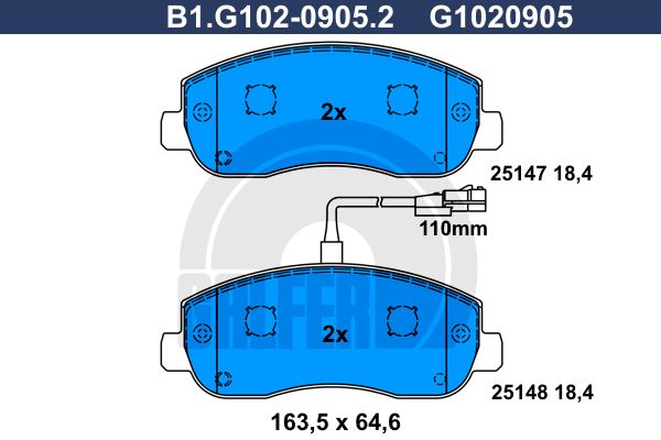 

Комплект тормозных дисковых колодок GALFER B1.G102-0905.2