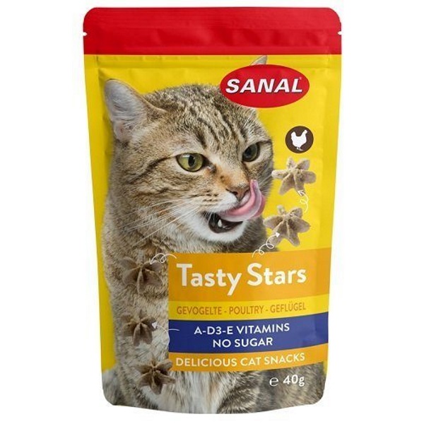 фото Лакомство для кошек sanal tasty stars фигурки, домашняя птица, 40 г