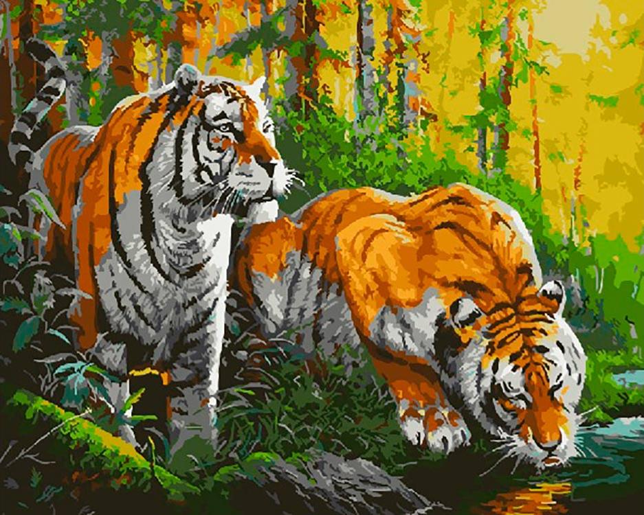 

Картина по номерам Paintboy Тигры у воды, 40x50 см, Тигры у воды