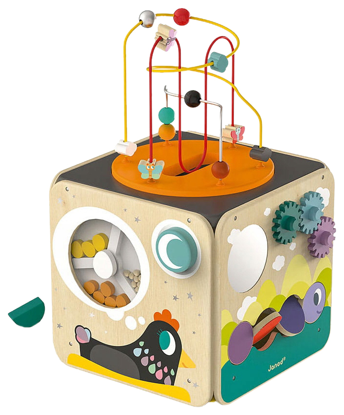 фото Деревянная игрушка janod куб развивающий бизиборд с комплектом игр: 8 видов активностей