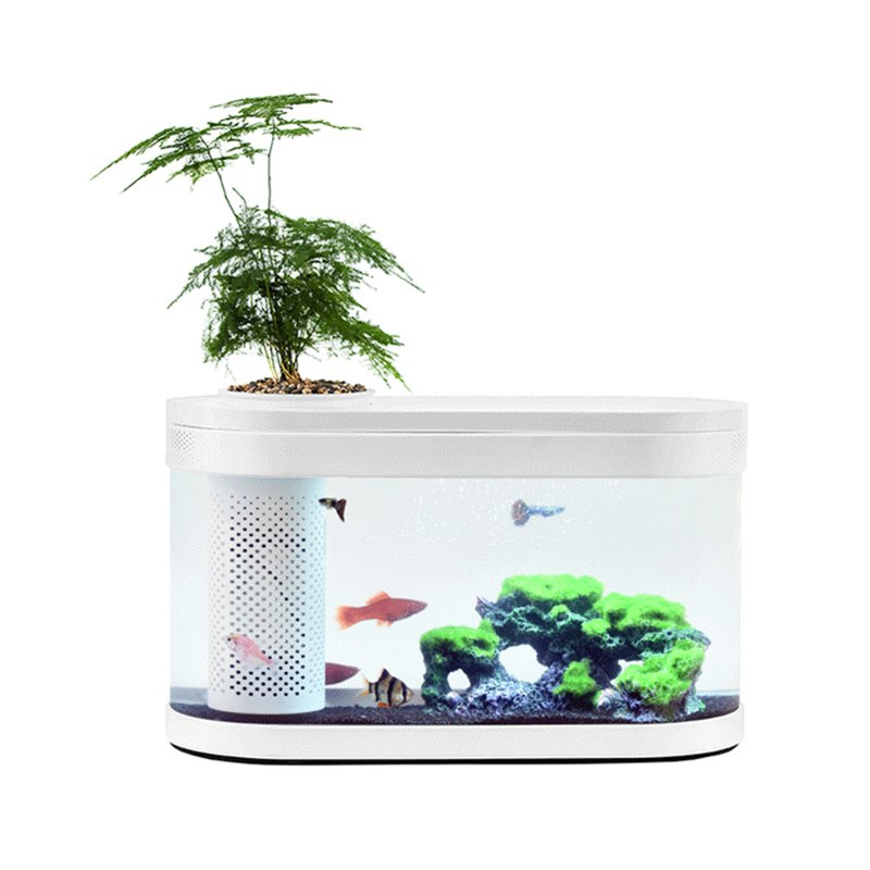 фото Аквариум xiaomi geometry fish tank aquaponics ecosystem, с изогнутым стеклом, 5 л