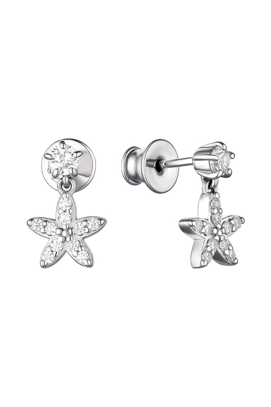 

Серьги женские из серебра АЛЬКОР 02-1938, фианит, 02-1938