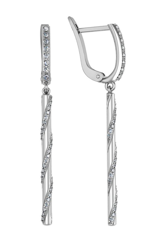 

Серьги подвески из серебра ПРИВОЛЖСКИЙ ЮВЕЛИР 371496-FA11, фианит, 371496-FA11