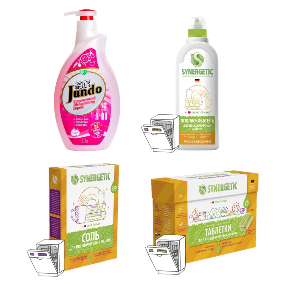 

Набор Jundo+ Synergetic для посуды, 4 средства