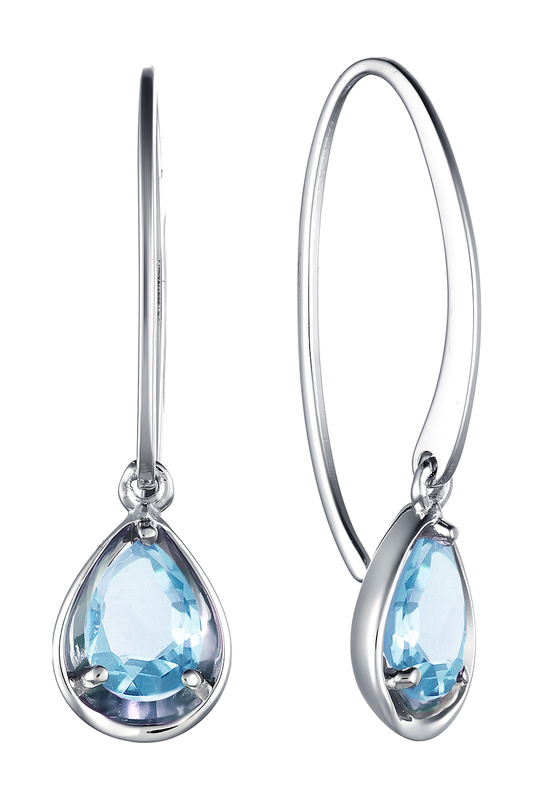 

Серьги женские из серебра АЛЬКОР 02-1697, топаз, 02-1697