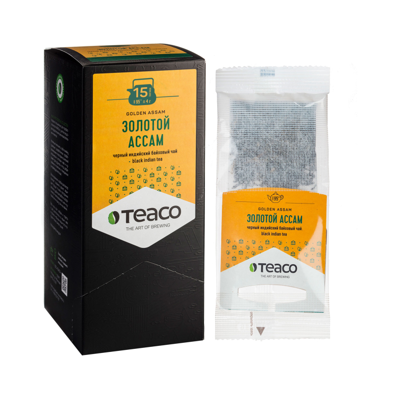 

TeaCo Пакетированный черный чай на чайник Золотой ассам TEACO, 20 пак. по 4 г