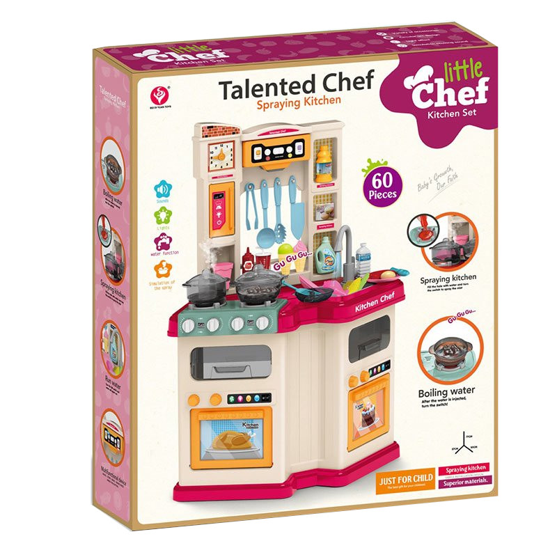

Кухня угловая с водой Kitchen TALENTED CHEF 60 деталей, звук, свет, вода, гранатовая