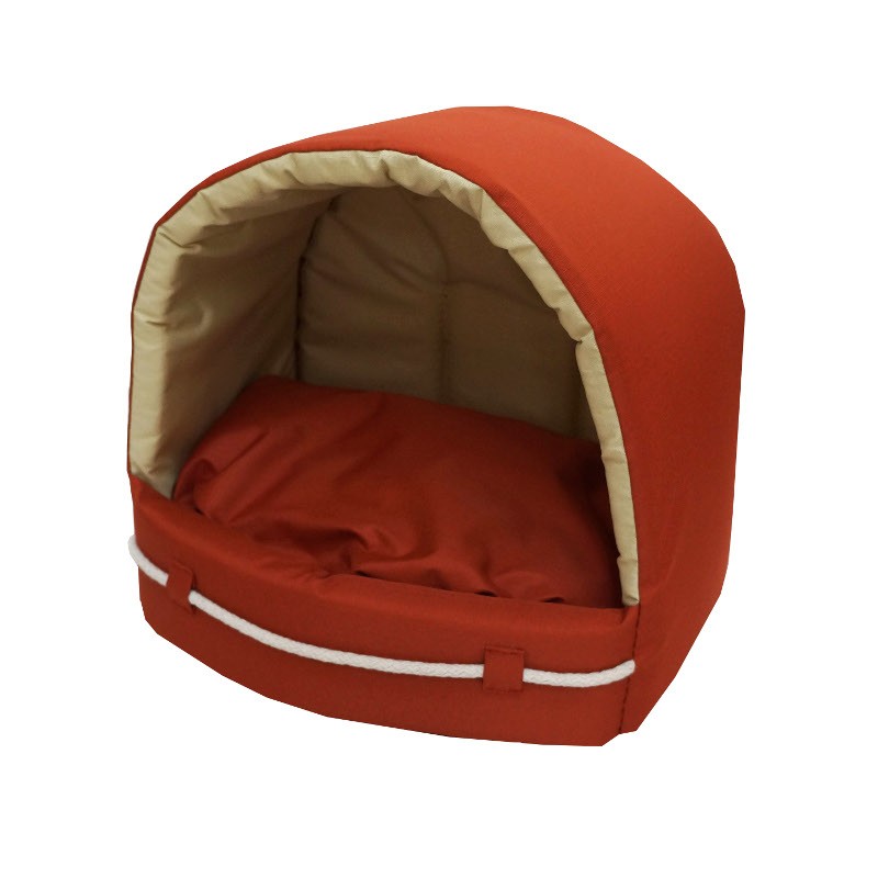 

Домик для кошек и собак ZooExpress Морская эстрада, красный с бежевым, 48x43x43см, Морская эстрада