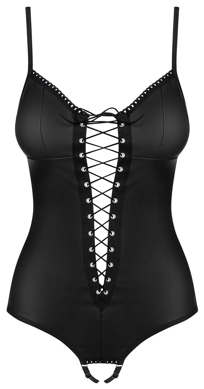 

Изысканное боди Redella со шнуровкой Obsessive, Черный, Redella