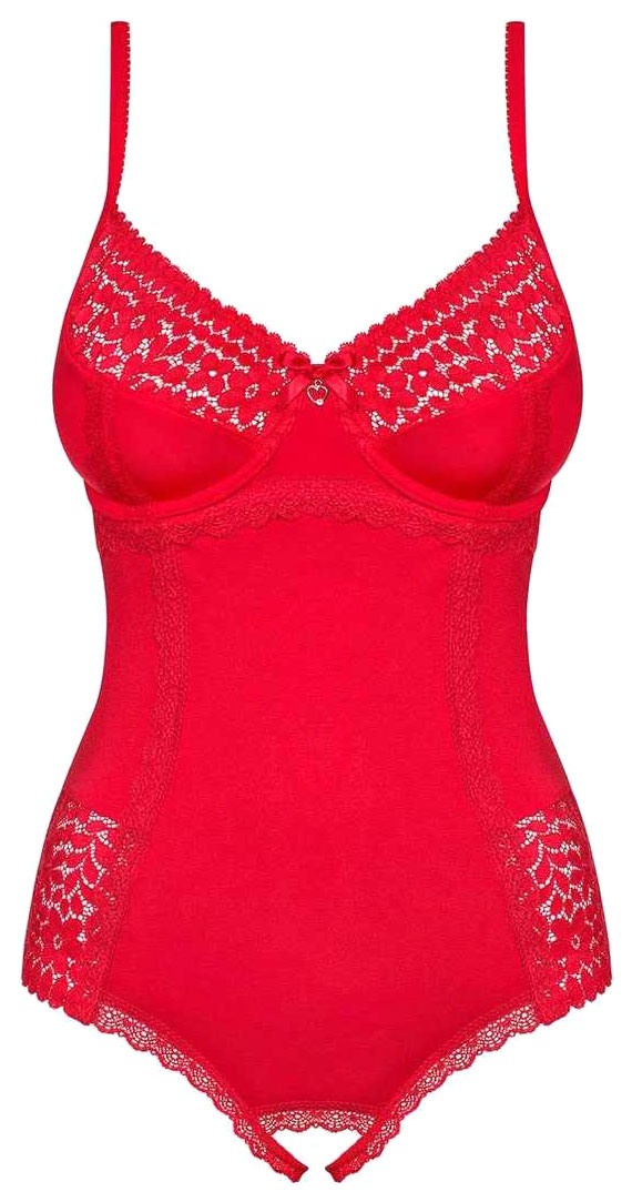 

Пикантное кружевное боди Jolierose Obsessive, Красный, Jolierose