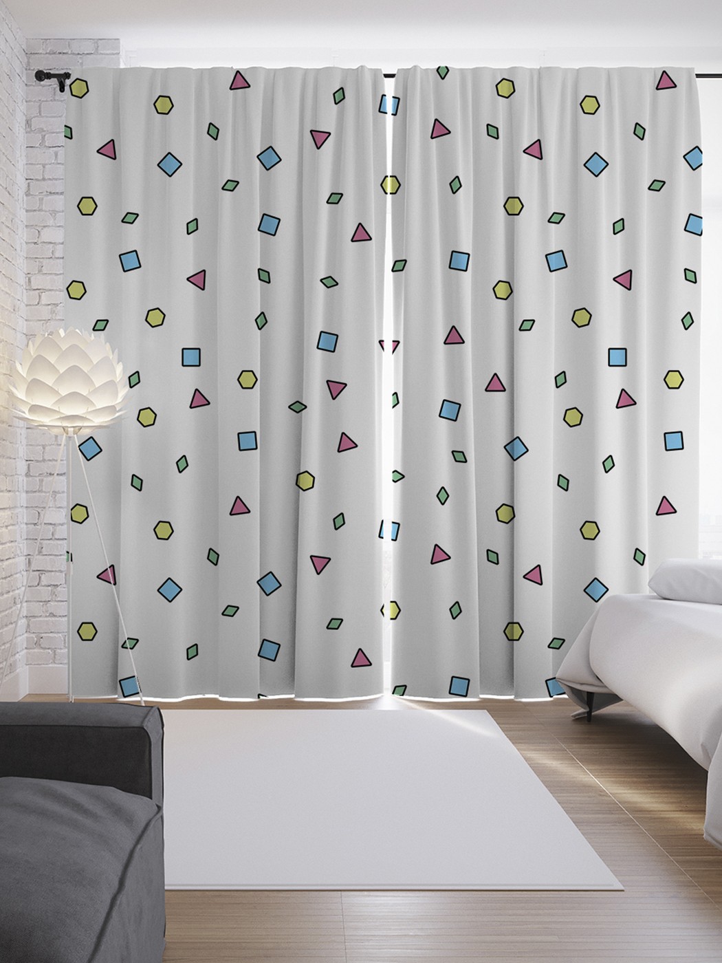 

JoyArty Шторы с фотопечатью «Маленькие фигуры» из сатена, 290х265 см