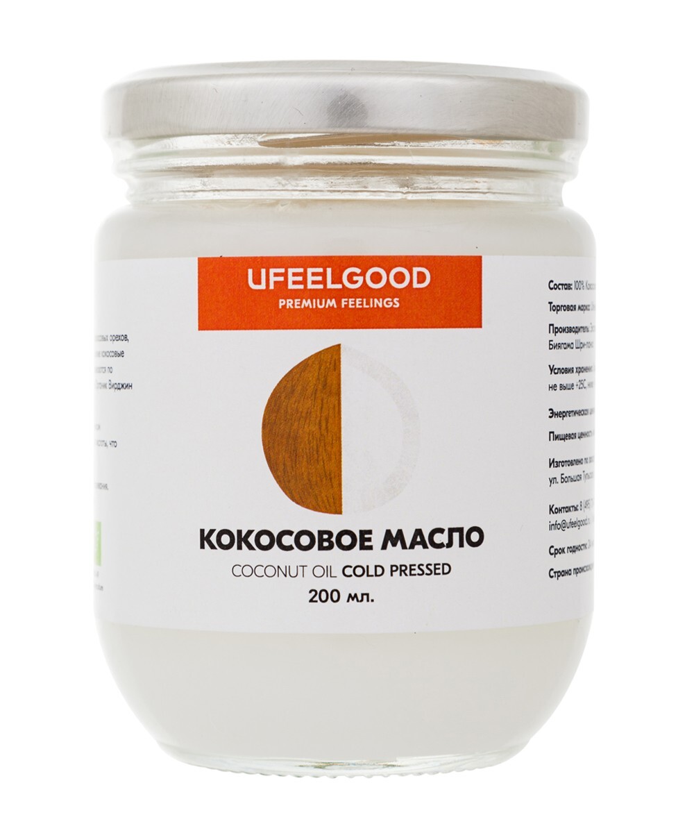 

Кокосовое масло Ufeelgood холодного отжима 200 мл