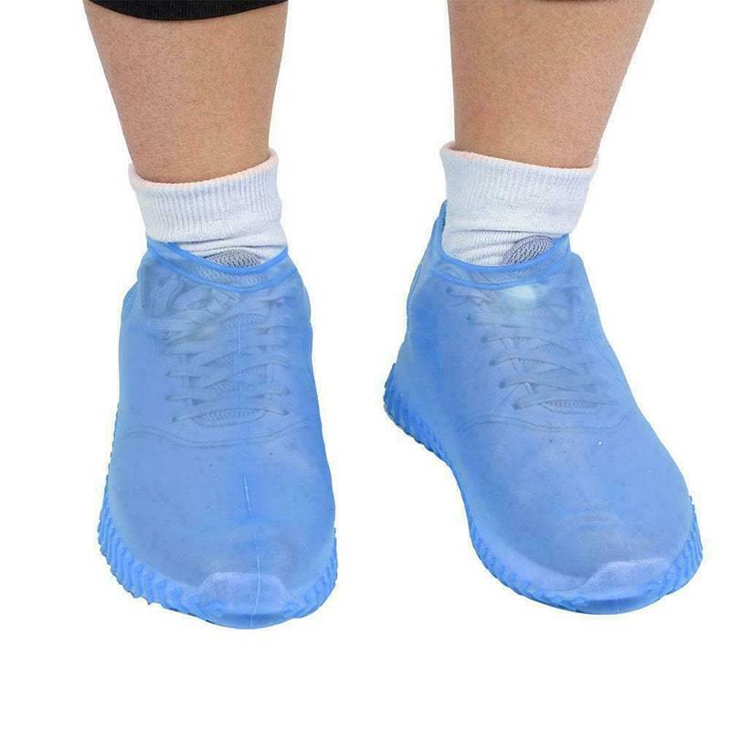 фото Силиконовые водонепроницаемые чехлы бахилы baziator для обуви синие s