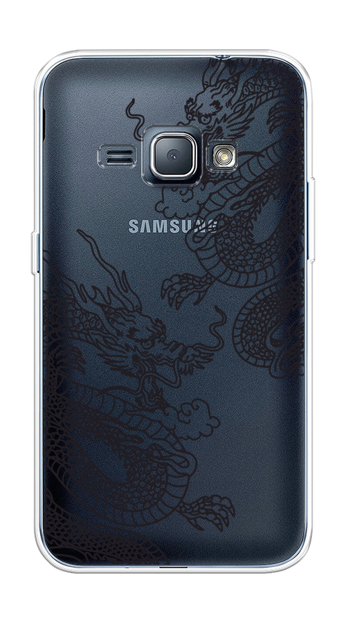 

Чехол на Samsung Galaxy J1 2016 "Два китайских дракона", Серый;черный, 22150-1