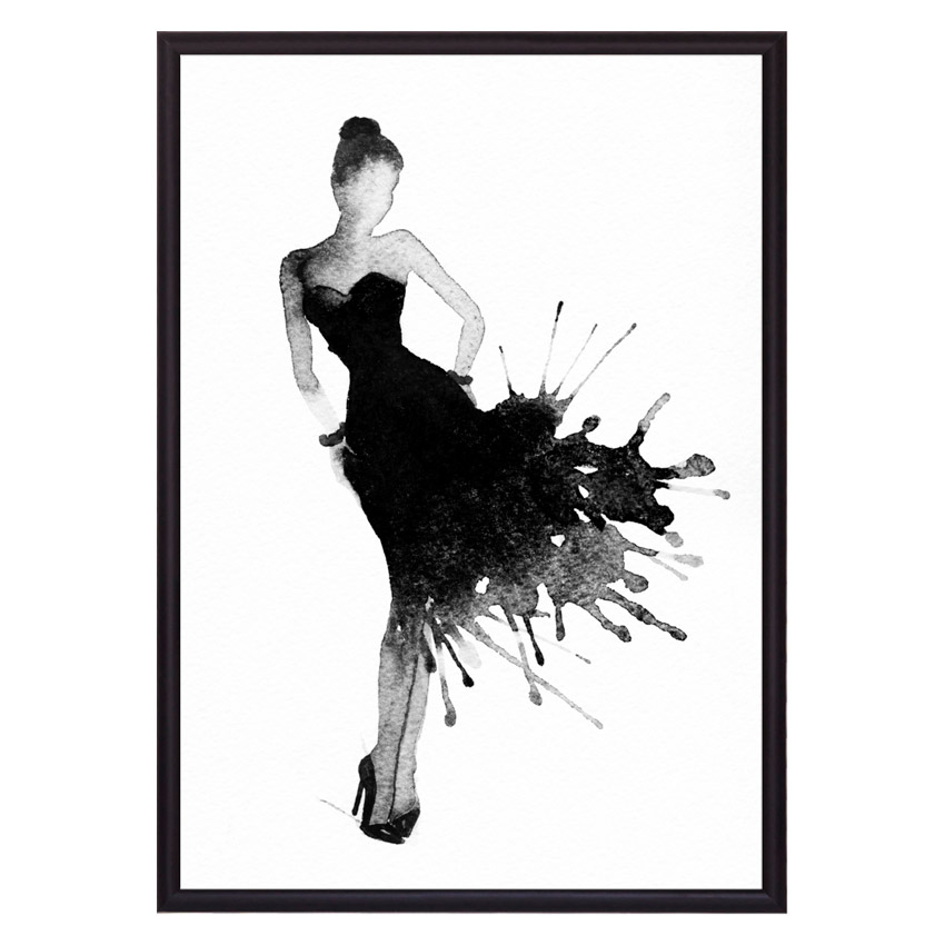 фото Постер в рамке черное платье акварель 1 30х40 см дом корлеоне