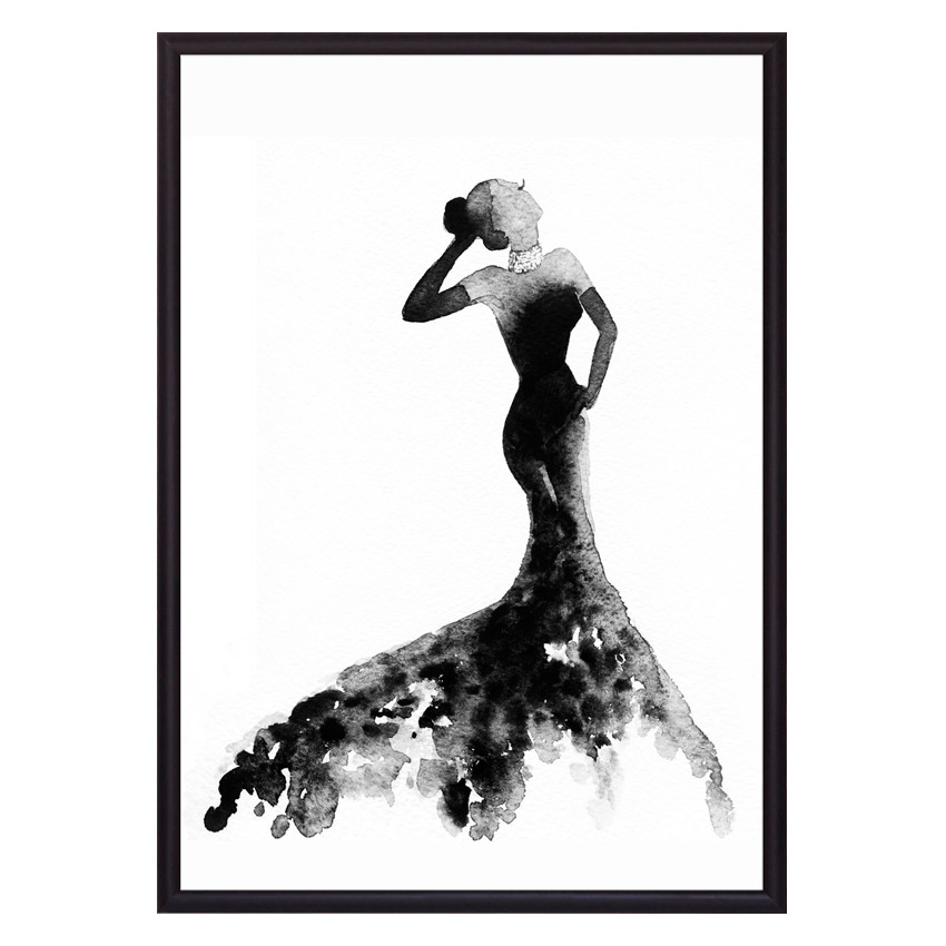 фото Постер в рамке черное платье акварель 2 21х30 см дом корлеоне