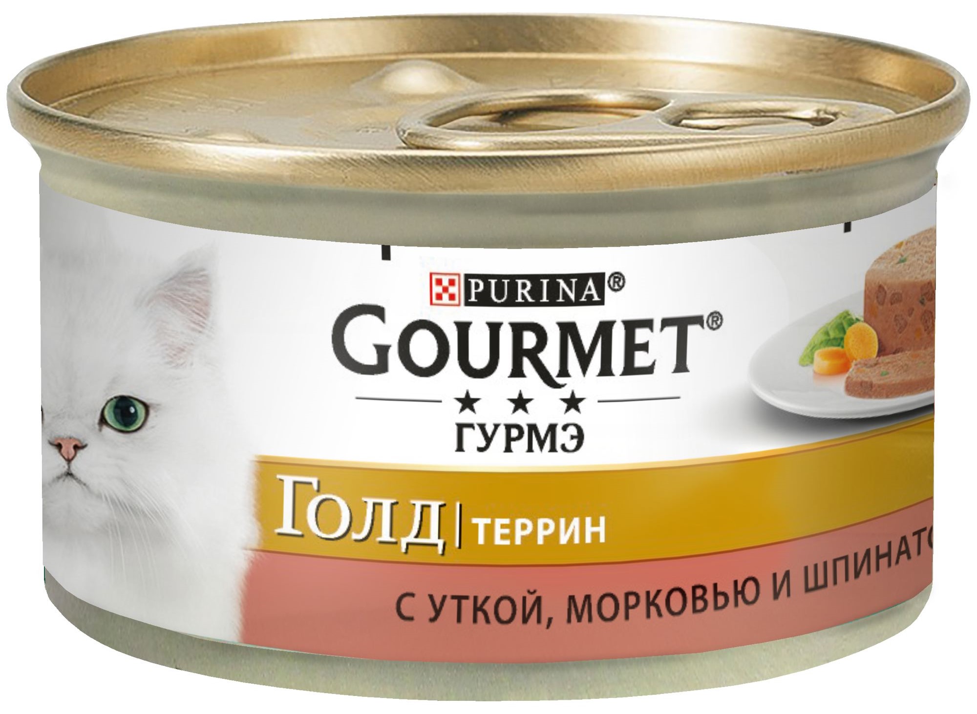 фото Консервы для кошек gourmet gold террин, с уткой, морковью и шпинатом по-французски, 85г