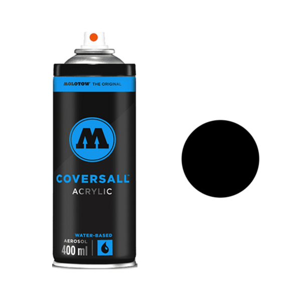 фото Аэрозольная краска molotow coversall water based 400 мл signal black черная