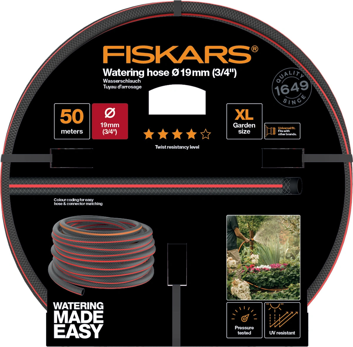 

Шланг для полива Fiskars 1027111 3/4 50 м, Черный;красный