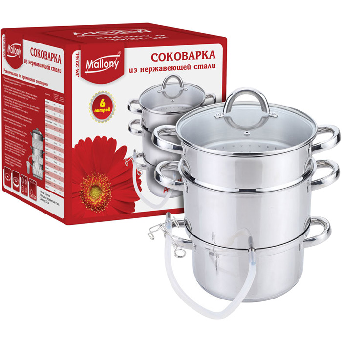

Соковарка Mallony JM-22/6L из нержавеющей стали, 6 л, 1 шт., Серебристый