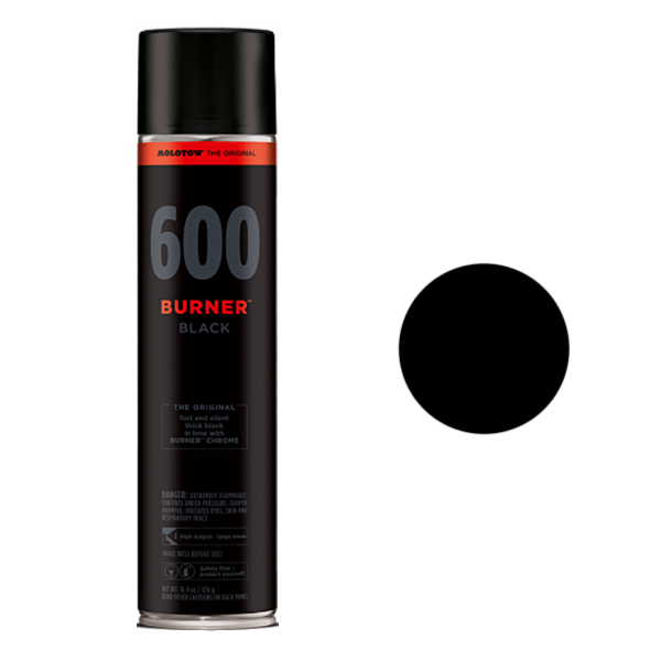 Аэрозольная краска Molotow Burner Black 600 мл черная краска восстановитель а sitil для замши и нубука черная 100 мл