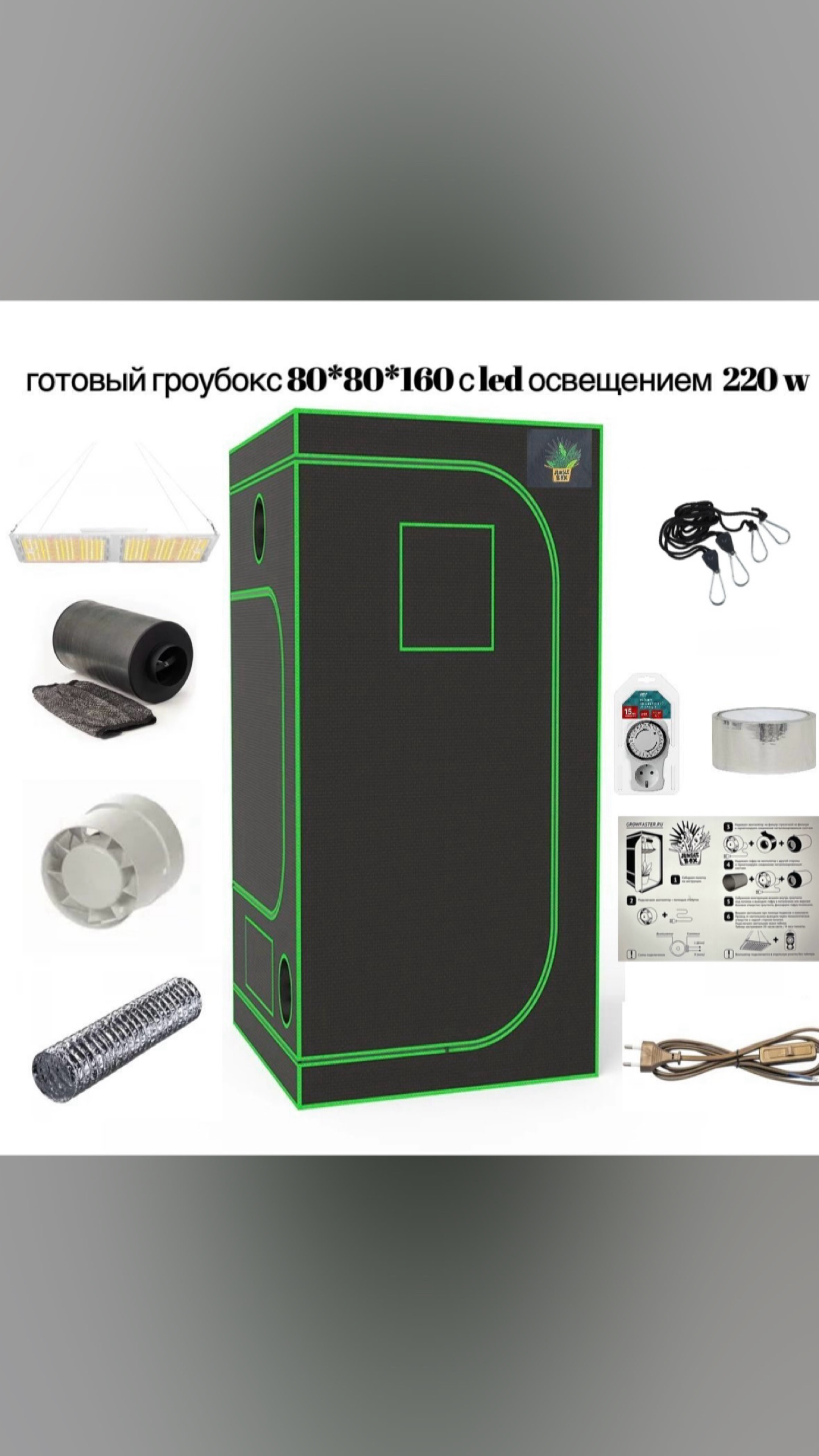 

Готовый гроубокс 80/80/160 Growfaster 45, готовый гроубокс 80/80/160