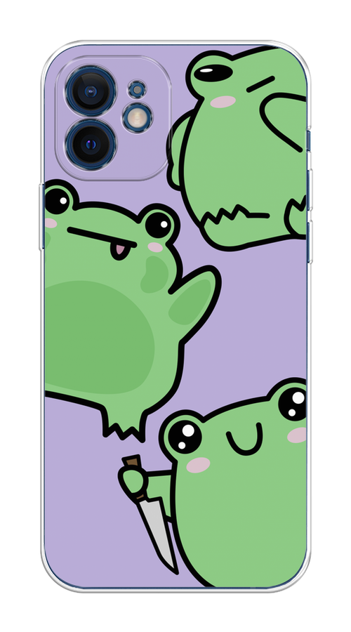 

Чехол на Apple iPhone 12 Mini "Опасные лягушата", Фиолетовый;зеленый;черный, 12650-1