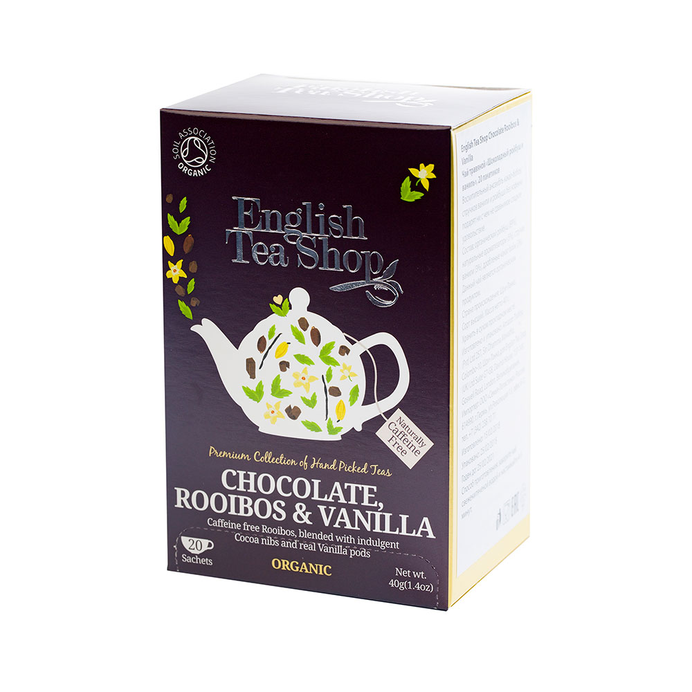 

Чай черный English Tea Shop Шоколад ройбуш и ваниль в пакетиках 2 г х 20 шт