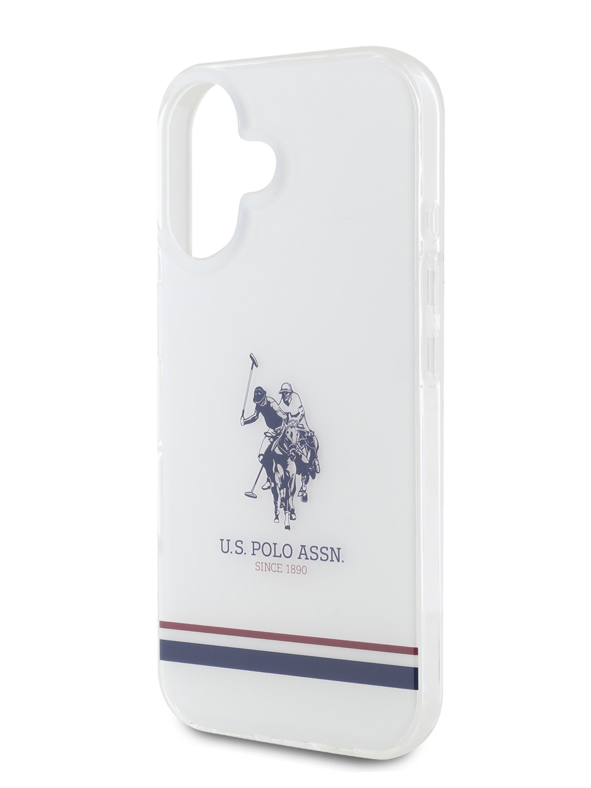 Чехол U.S. Polo для iPhone 16 с принтом IML Double Horse, прозрачный