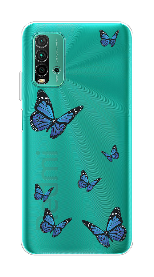 

Чехол на Xiaomi Redmi 9T "Blue butterflies", Синий;черный, 39850-1