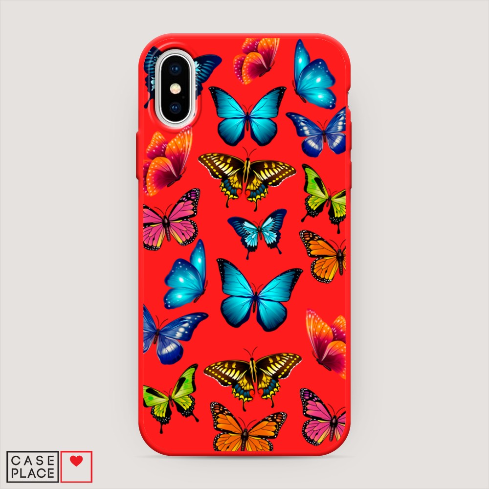 

Матовый силиконовый чехол "Разные бабочки" на Apple iPhone XS (10S), Разные бабочки