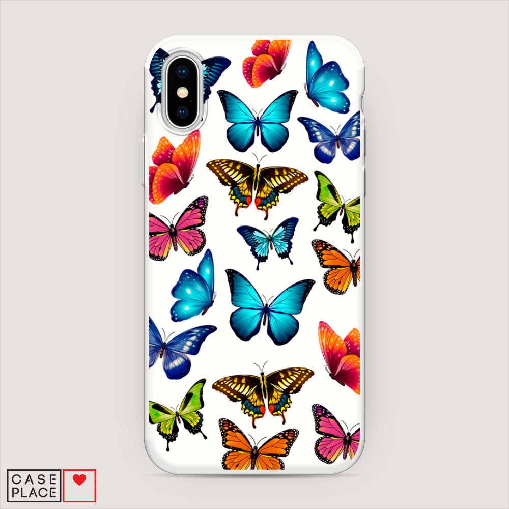 

Матовый силиконовый чехол "Разные бабочки" на Apple iPhone XS (10S), Разные бабочки