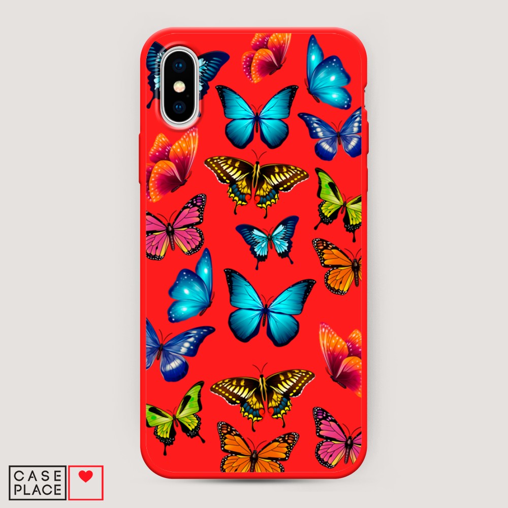 

Матовый силиконовый чехол "Разные бабочки" на Apple iPhone XS Max (10S Max), Разные бабочки