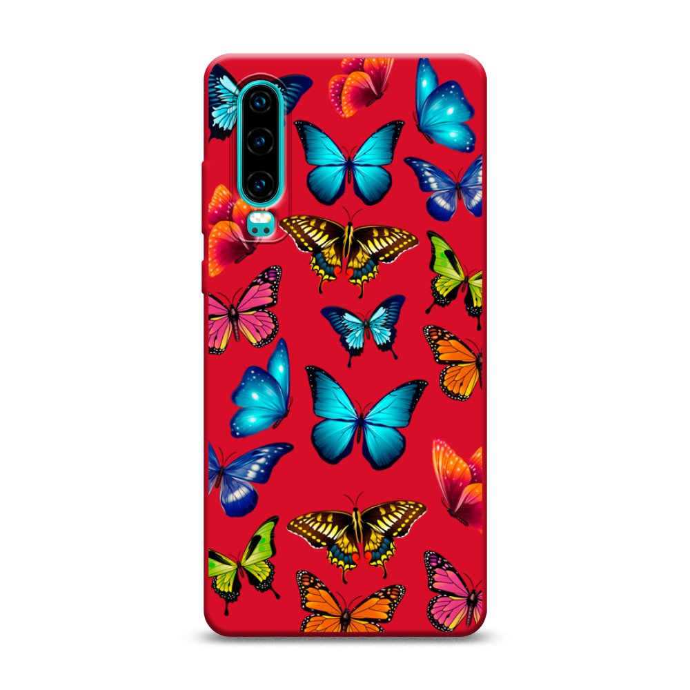 

Матовый силиконовый чехол "Разные бабочки" на Huawei P30, Разные бабочки