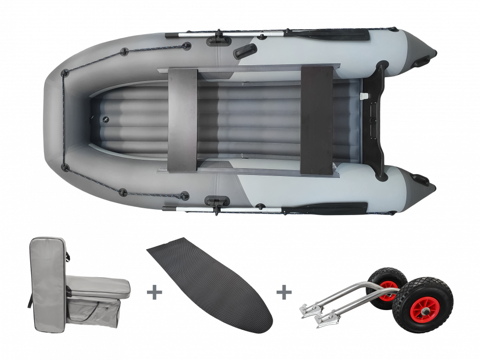 Комплект надувная лодка НДНД Grouper 335 Комфорт (серо-графитовый)