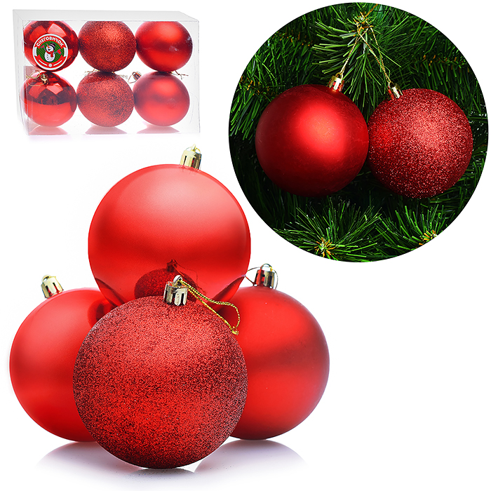 

Набор шаров S0139-5 (8см) в коробке, Красный