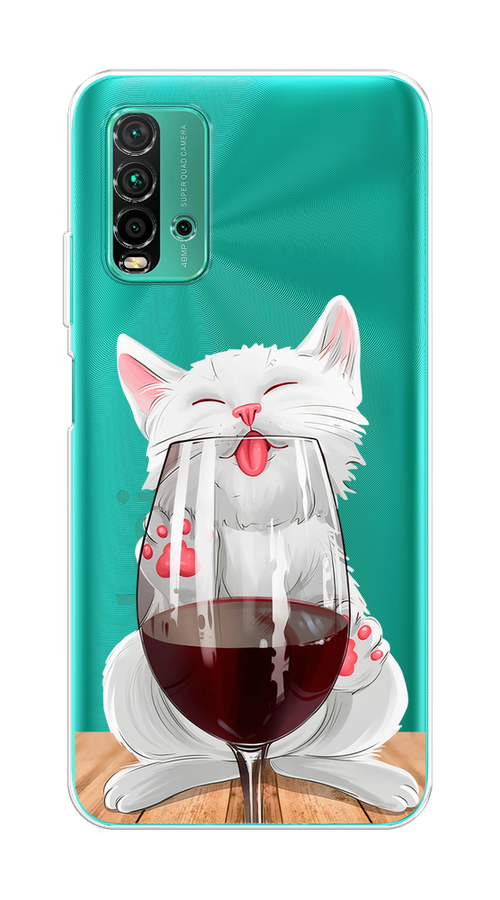 

Чехол на Xiaomi Redmi 9T "Кот с бокалом", Прозрачный;белый;красный, 39850-1