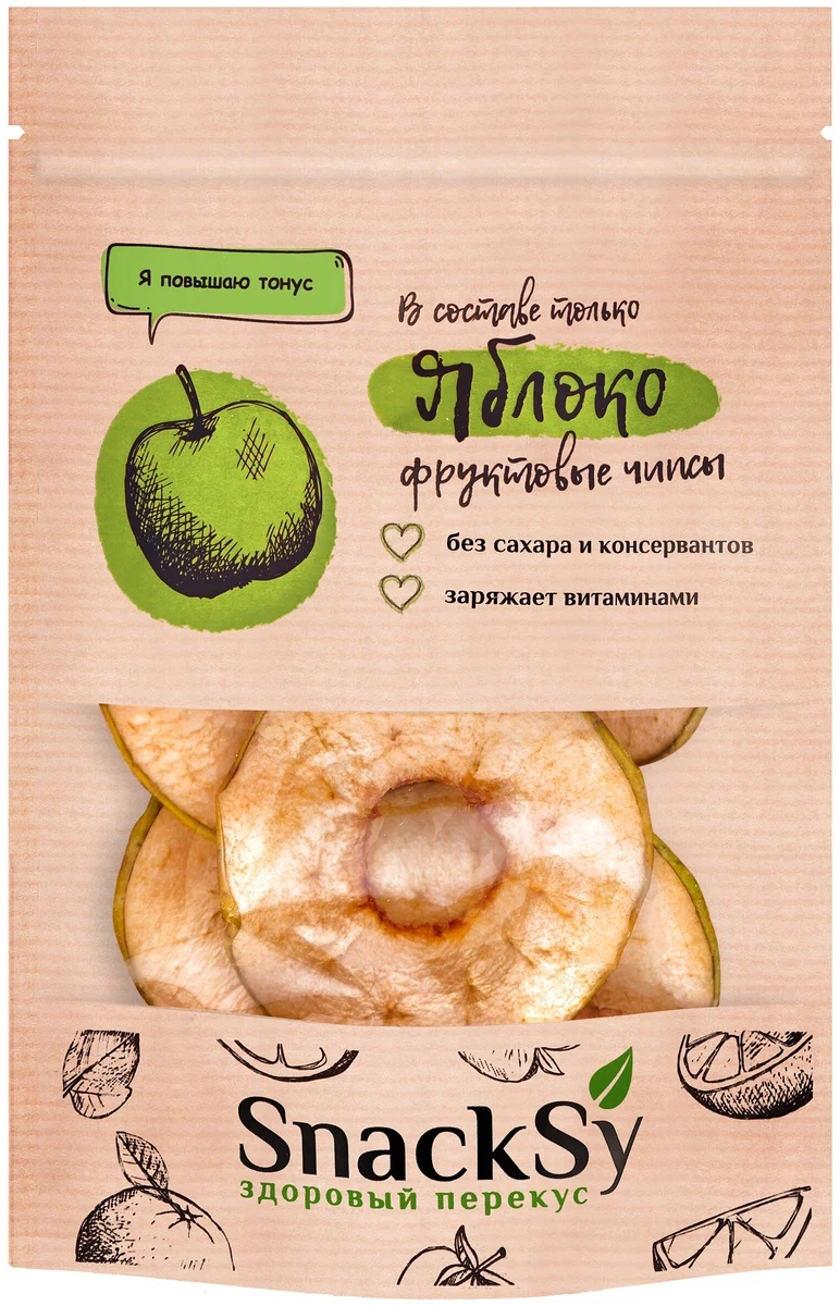 Чипсы фруктовые Snacksyla Здоровый перекус яблочные, 20 г
