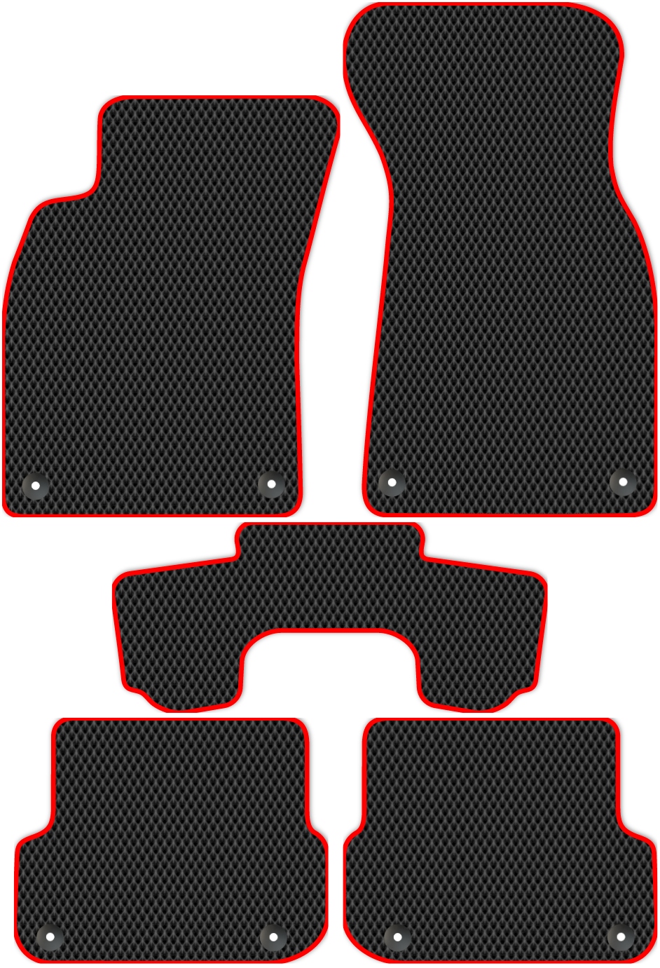 

Коврики ЭВА в салон для Audi RS6 (C6) 2008 - 2010, 5 шт. черный, красный кант, 1244-S5YT-H