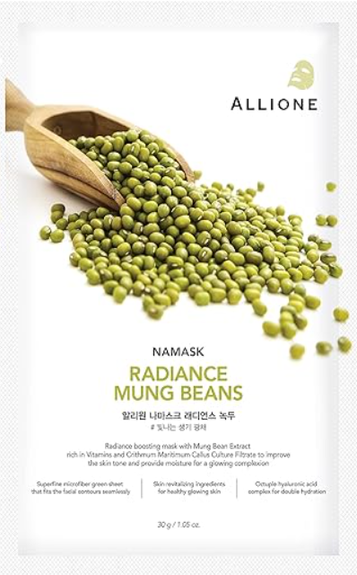 Маска для лица Allione Radiance Mung Beans с экстрактом бобов маш, тканевая, 30 г