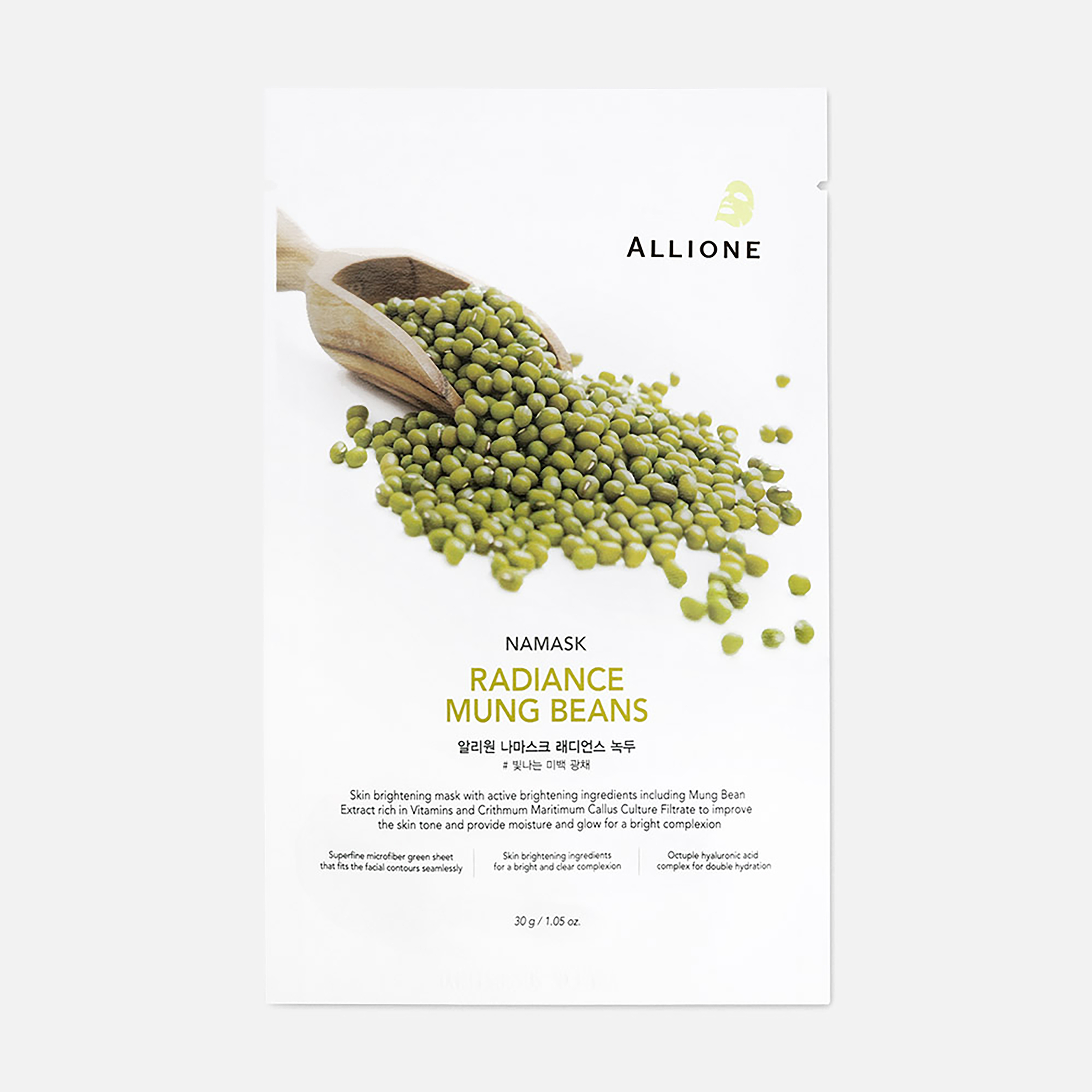 

Маска для лица Allione Radiance Mung Beans с экстрактом бобов маш, тканевая 30 г