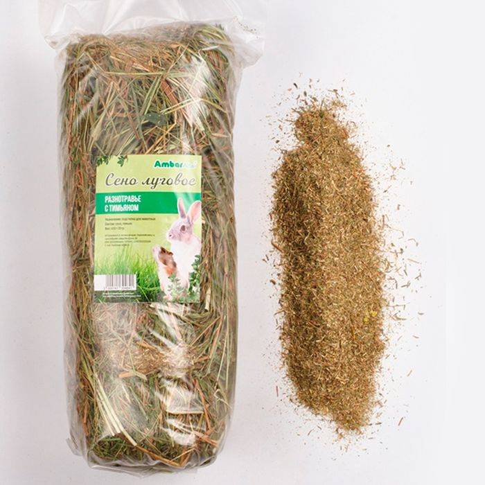 Сухой корм для грызунов AmbarAltai сено луговое разнотравье с тимьяном 400 г