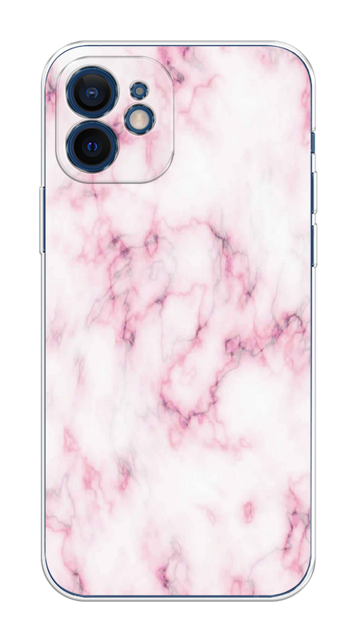 

Чехол на Apple iPhone 12 Mini "Мрамор с розовым", Белый;розовый, 12650-1