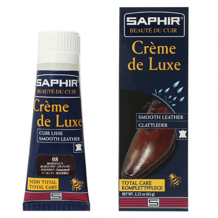 Крем для обуви Saphir CREME DE LUXE для гладкой кожи бордовый