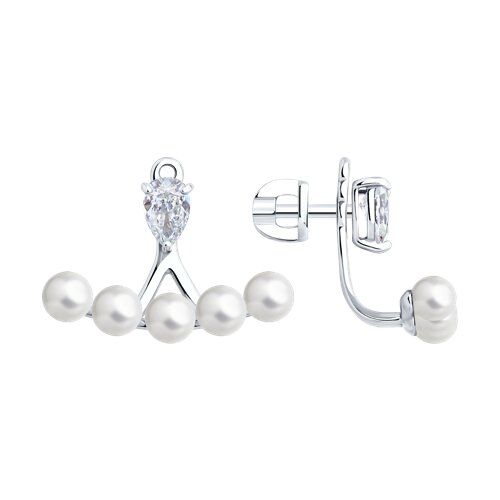 

Серьги пусеты из серебра TEO MAORI 894026777, жемчуг культивированный/фианит, 894026777