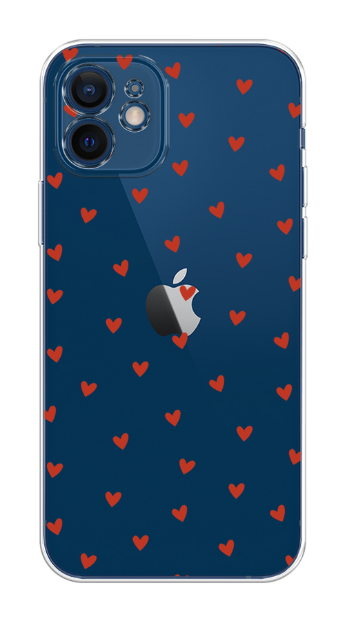 

Чехол на Apple iPhone 12 Mini "Red hearts", Красный;прозрачный, 12650-1